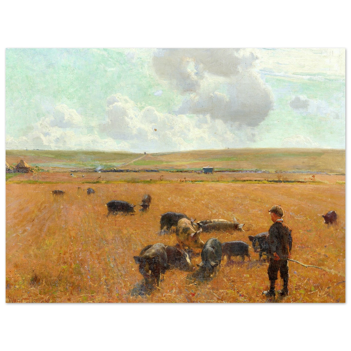 Joe the Swineherd by Irish Artist Walter Frederick Osborne Art Print – size comparison view | Buy Irish Art
