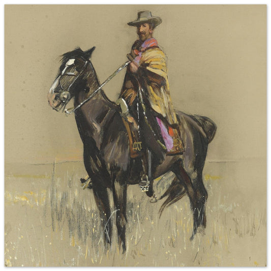 R.B. Cunninghame Graham on ‘Pampa’, By Irish Artist Sir John Lavery Art Print – framed print close-up | Buy Irish Art