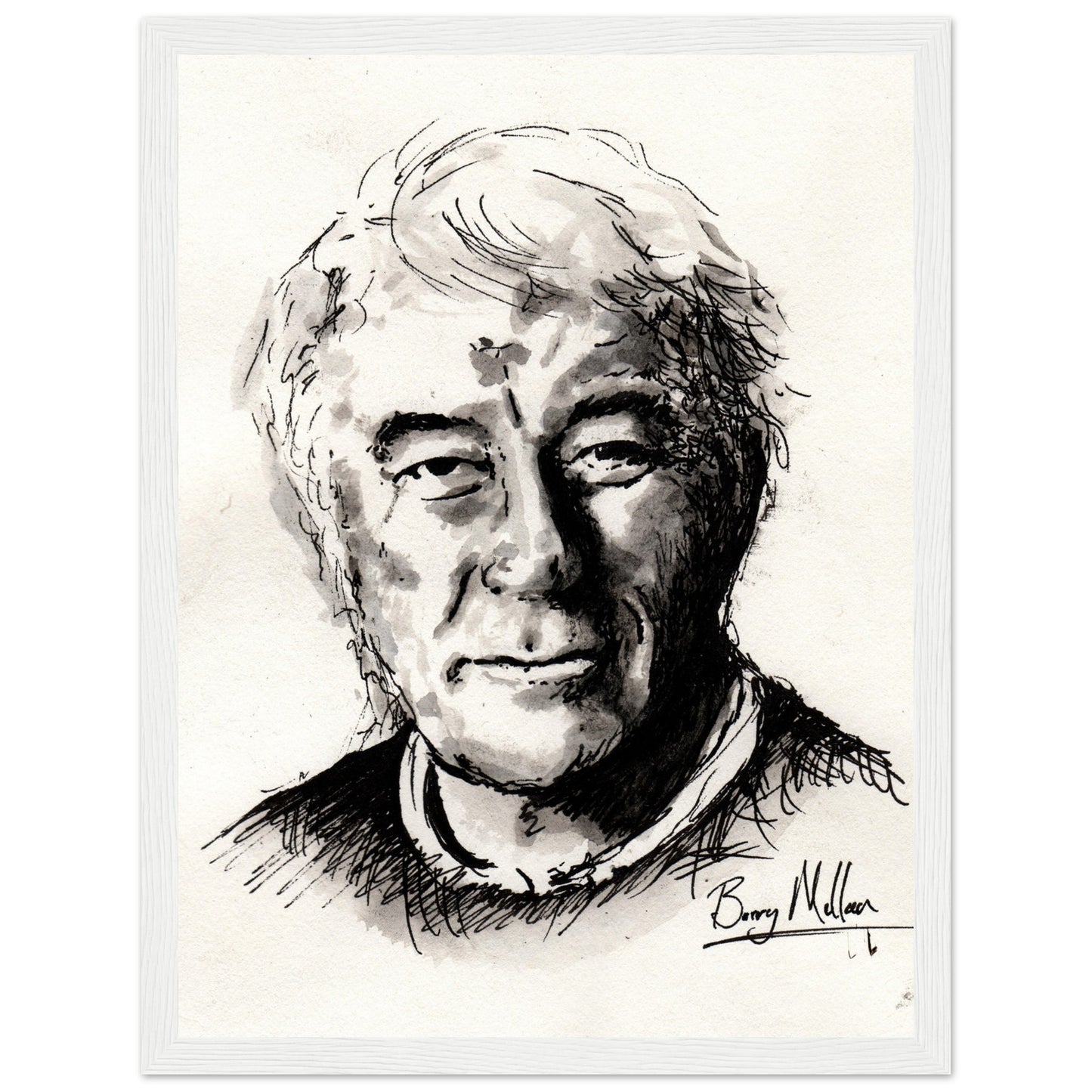 Irish Poet, Seamus Heaney, Black and White Portrait Framed Art Print Poster Direct From the Artist Buy Irish Art