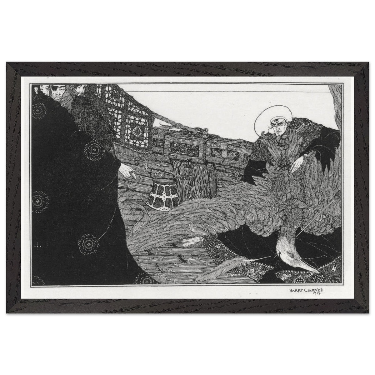 Rime of the Ancient Mariner illustration by Harry Clarke framed print in a black frame