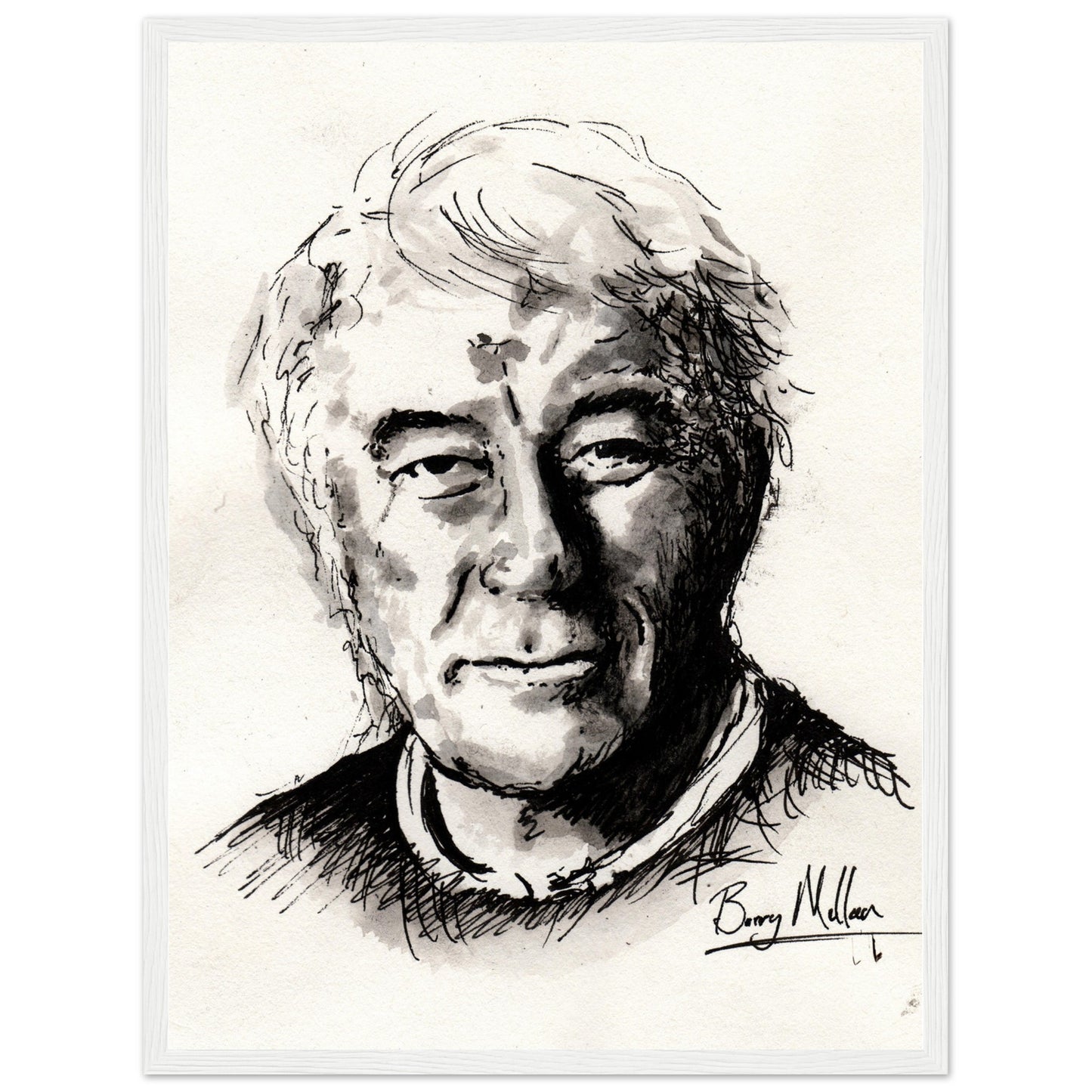 Irish Poet, Seamus Heaney, Black and White Portrait Framed Art Print Poster Direct From the Artist Buy Irish Art