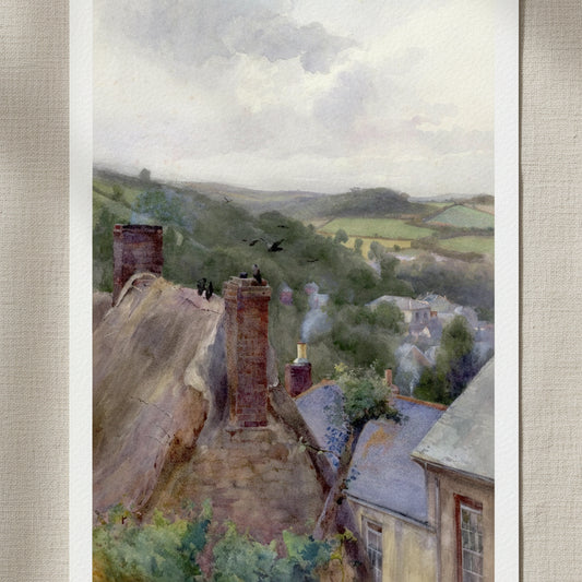 Rooftops, Thomastown, County Kilkenny by Irish Artist Mildred Anne Butler Art Print – framed print close-up | Buy Irish Art