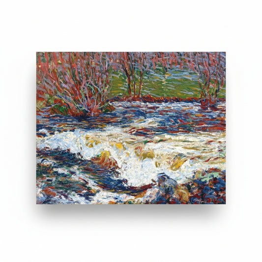 Unframed The Rushing Stream by Irish Artist Roderic O'Conor Art Print floating on a clean white background with soft drop shadow, luxury e-commerce style, crisp edges, ultra-sharp print detail