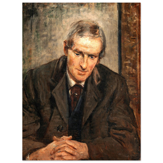 Portrait of Jack B. Yeats by Sarah Henrietta Purser, seated with hands clasped