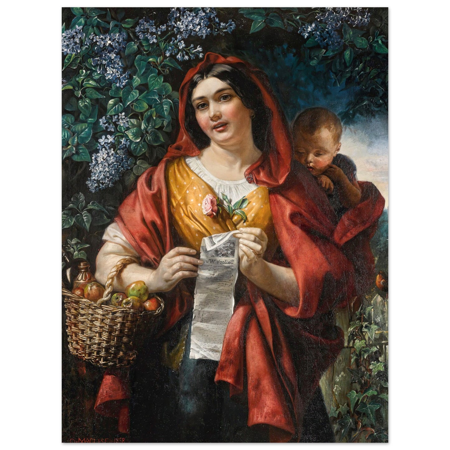 The Ballad Seller by Irish Artist Daniel Maclise Art Print – size comparison view | Buy Irish Art