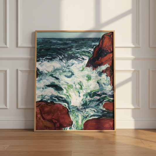 Marée Montante by Roderic O'Conor in an oak frame leaning against a white panelled wall