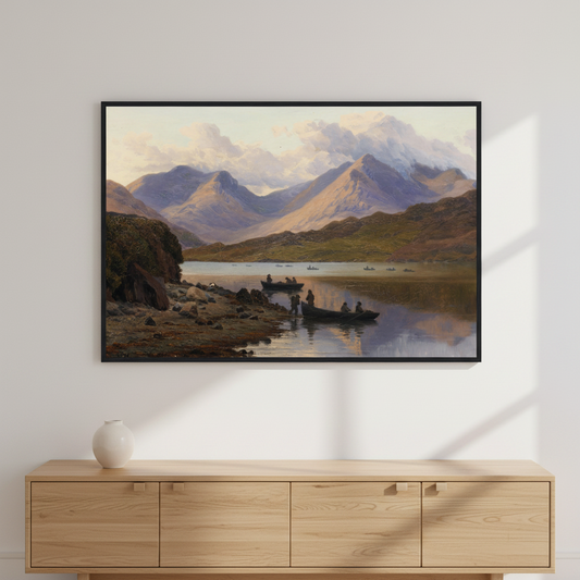 A View of the Killaries by Bartholomew Colles Watkins, a Connemara landscape print in a black frame
