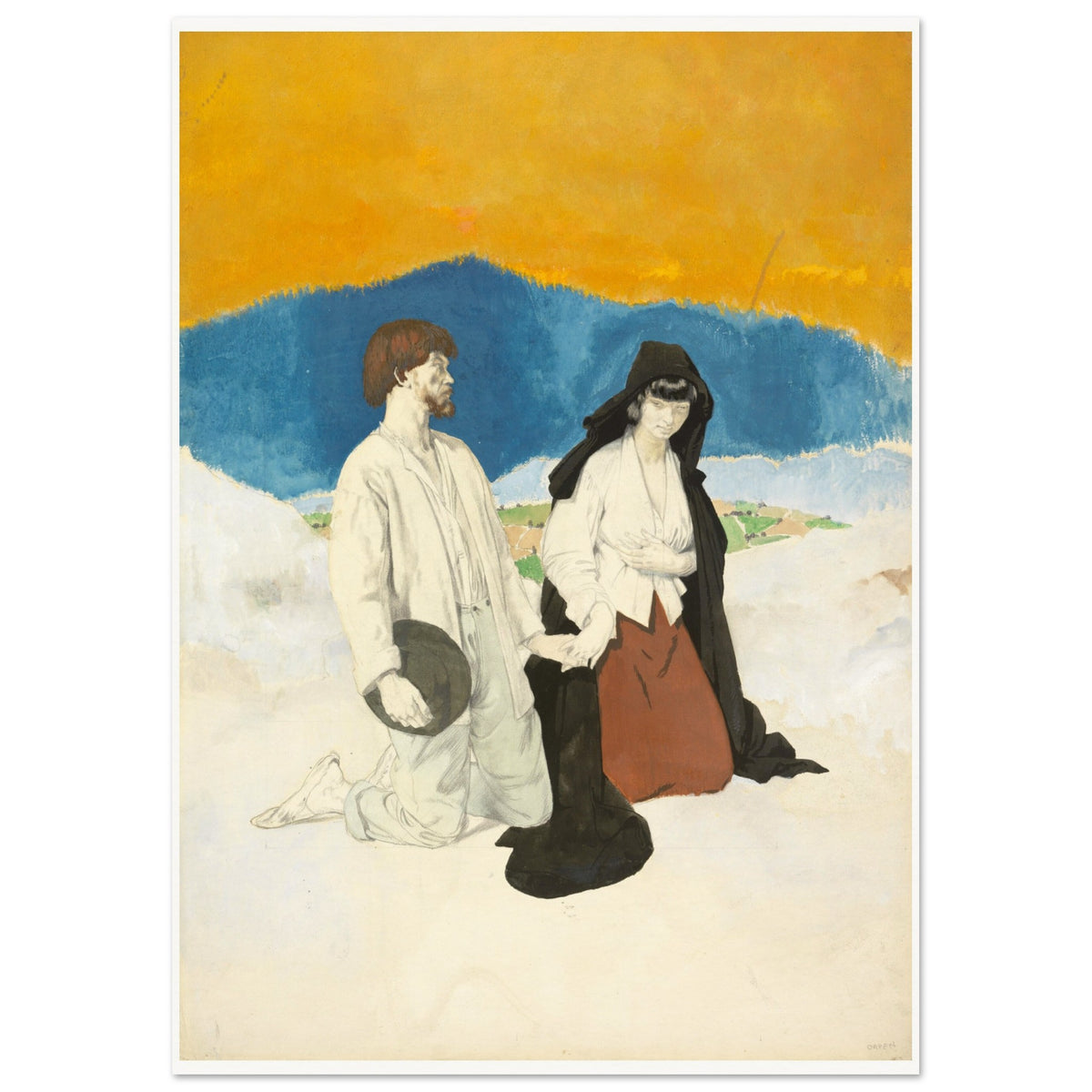 Study for The Western Wedding by William Orpen unframed print with a narrow white border