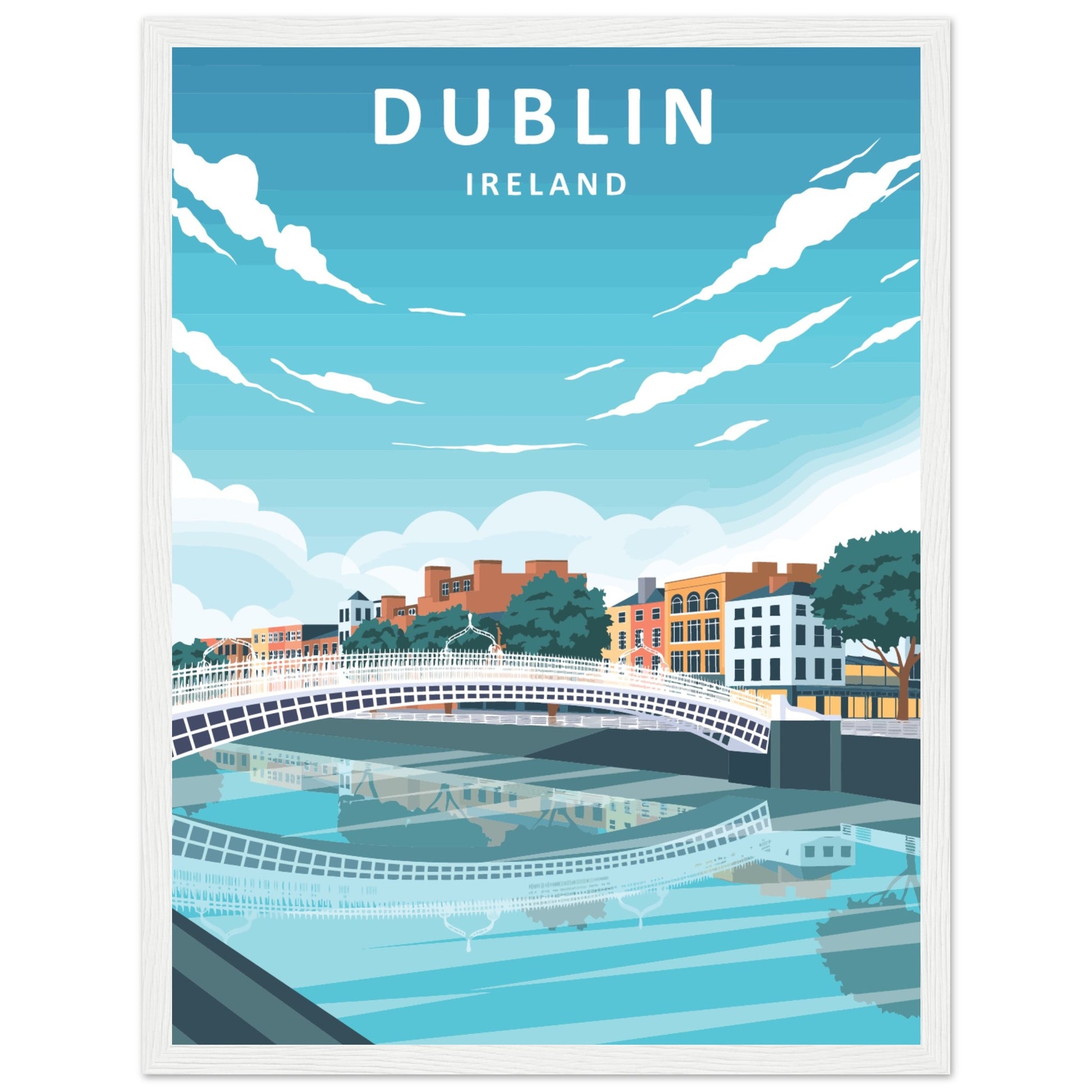 Dublin City Ireland Retro Travel Framed Art Print – Irish wall art print | Buy Irish Art