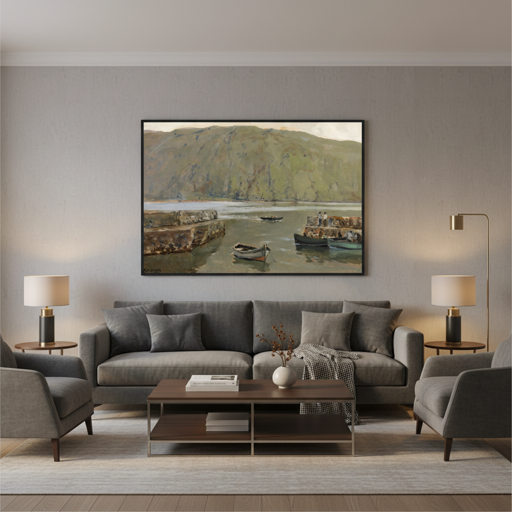 The Harbour, Leenane – James Humbert Craig Irish Landscape Art Print 70×100 cm / 28×40"