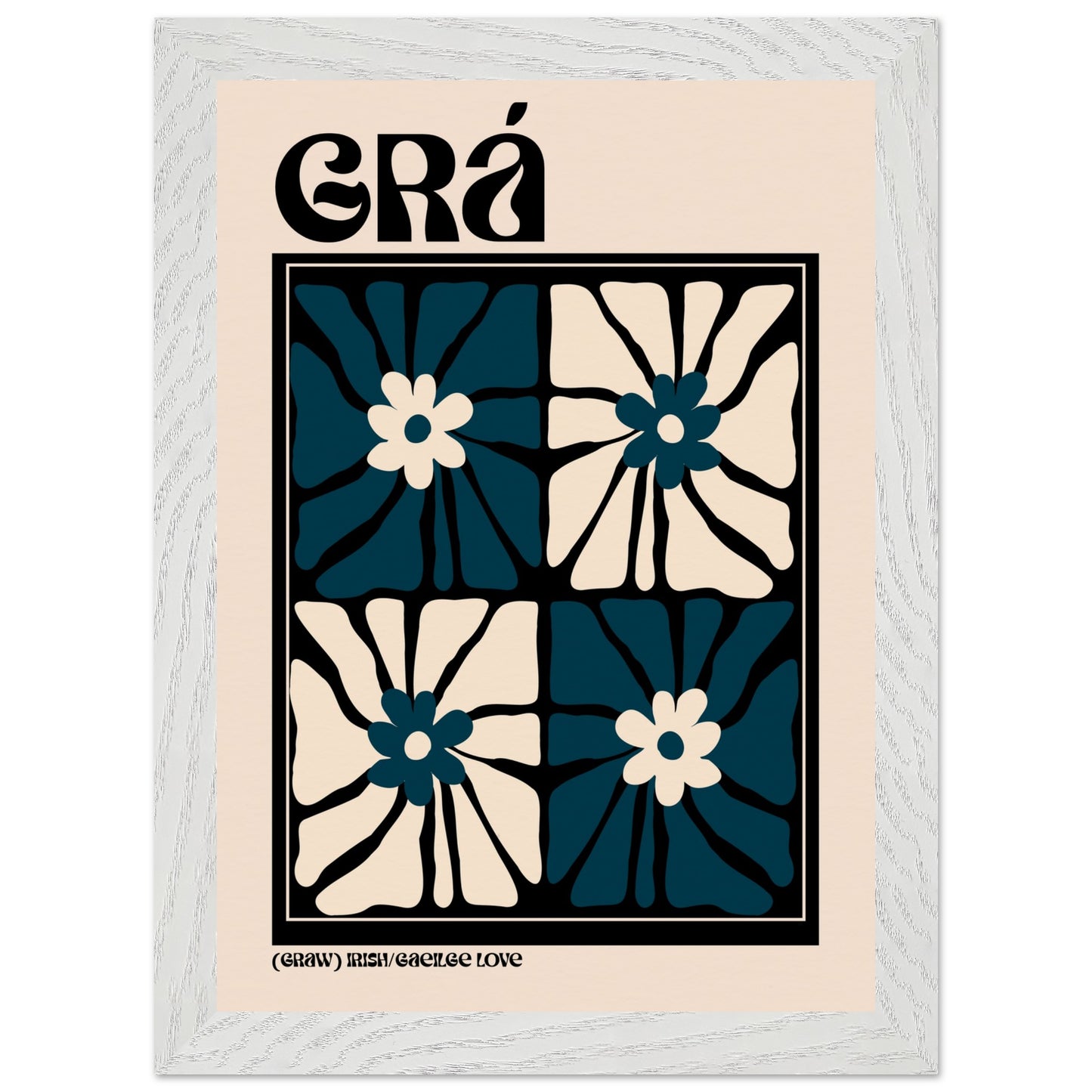 Grá as Gaeilge fine art print — Irish word for love, modern floral wall art