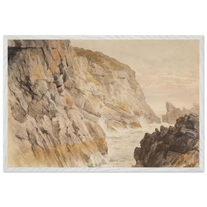 Cliffs at Howth framed art print displayed on wall as a centerpiece in modern living room decor