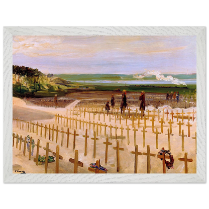 The Cemetery, Étaples (1919) by Sir John Lavery, art print in a white frame, 30x40 cm
