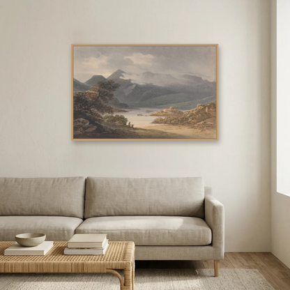 View on the Upper Lake, Killarney art print, framed and hung in a living room