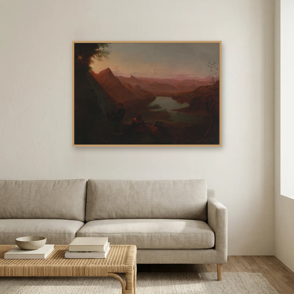 The Painter's Holiday art print, framed and hung in a living room
