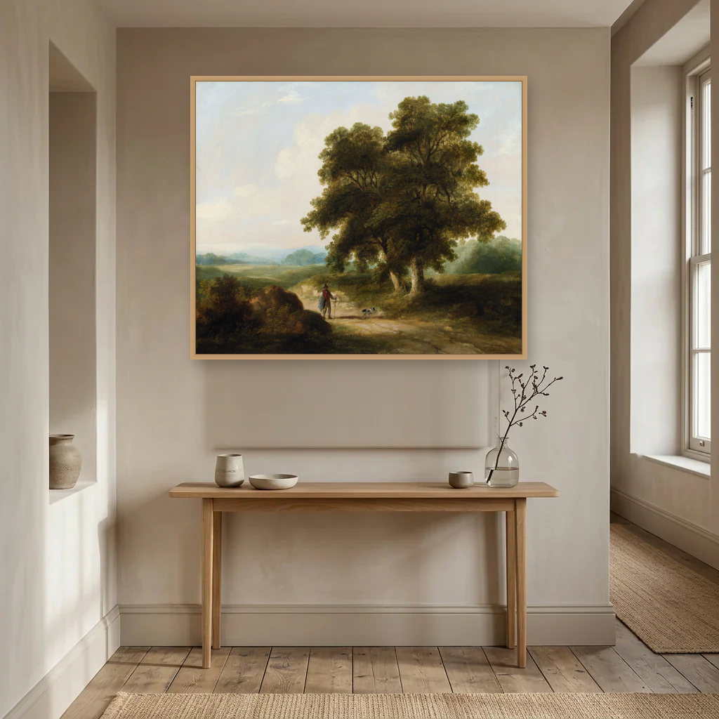 A Landscape, Homeward Bound art print, framed and hung in a hallway