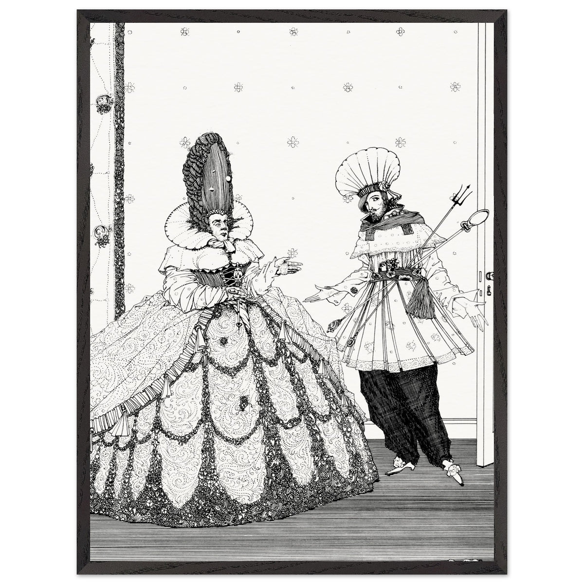 Harry Clarke Sleeping Beauty print in a black frame, straight-on