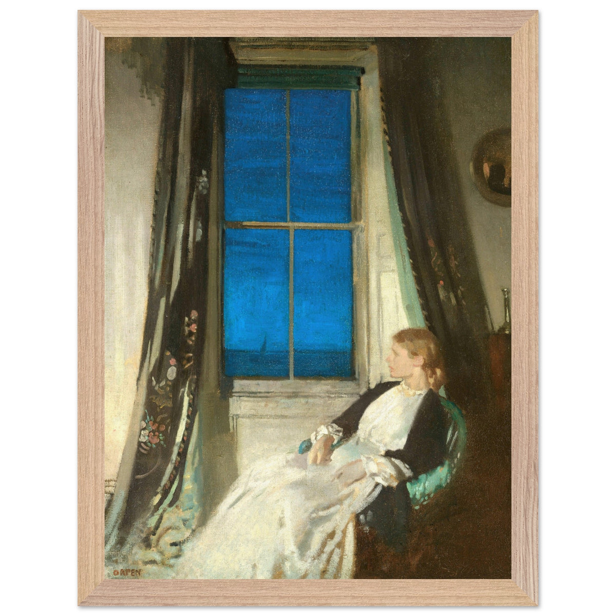 Night by William Orpen, framed print in a natural oak frame