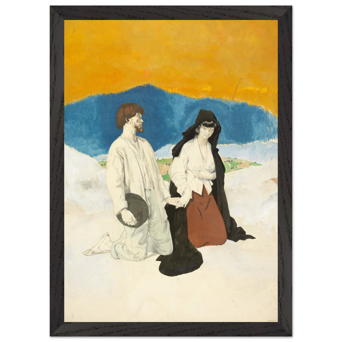 Study for The Western Wedding by William Orpen in a wide black frame