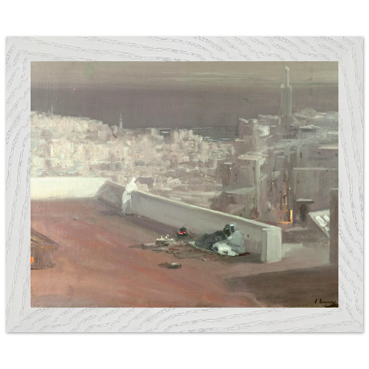Night, Tangier by Sir John Lavery, art print in a white frame, 20x25 cm
