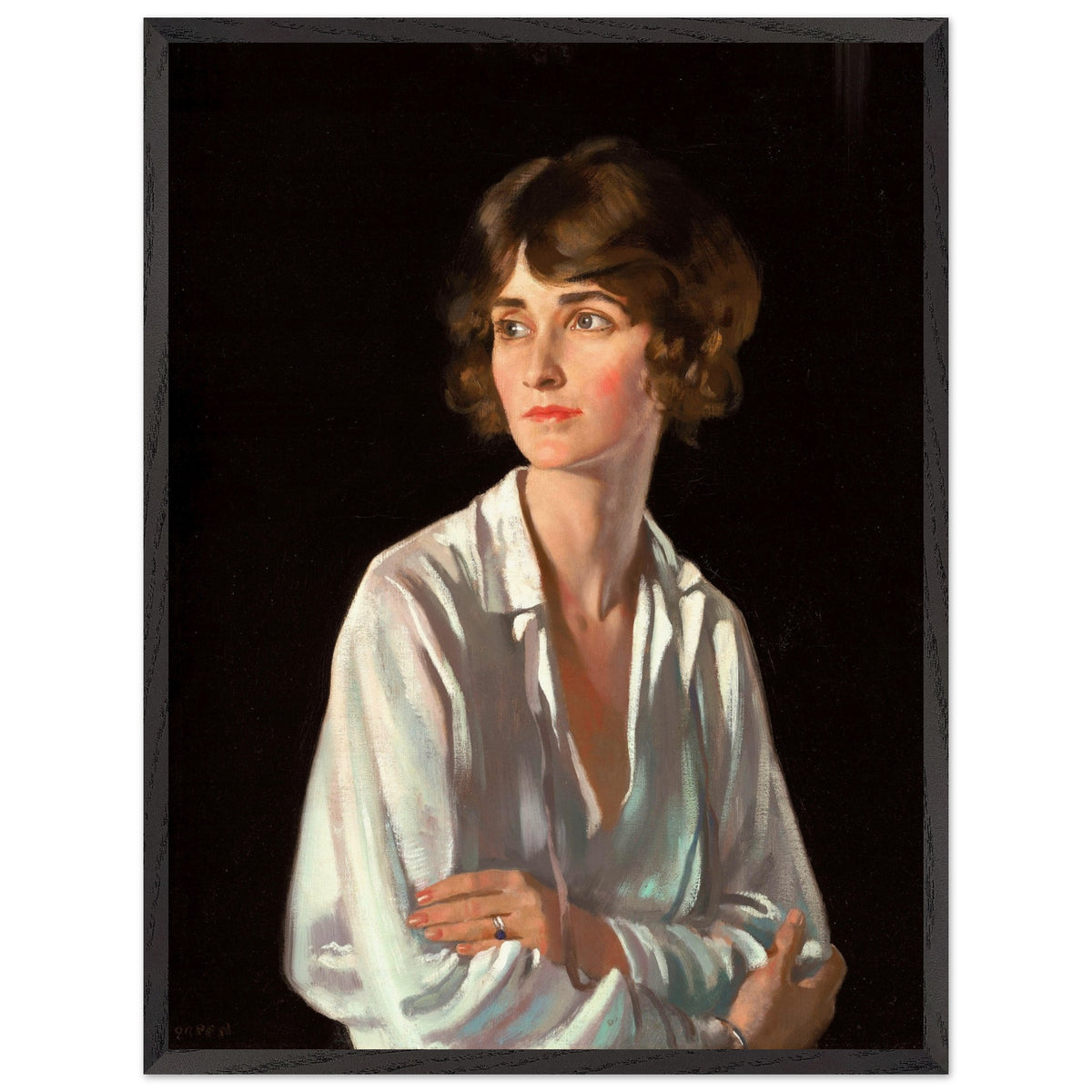 Portrait of Lady Marriott by William Orpen print in a slim black frame