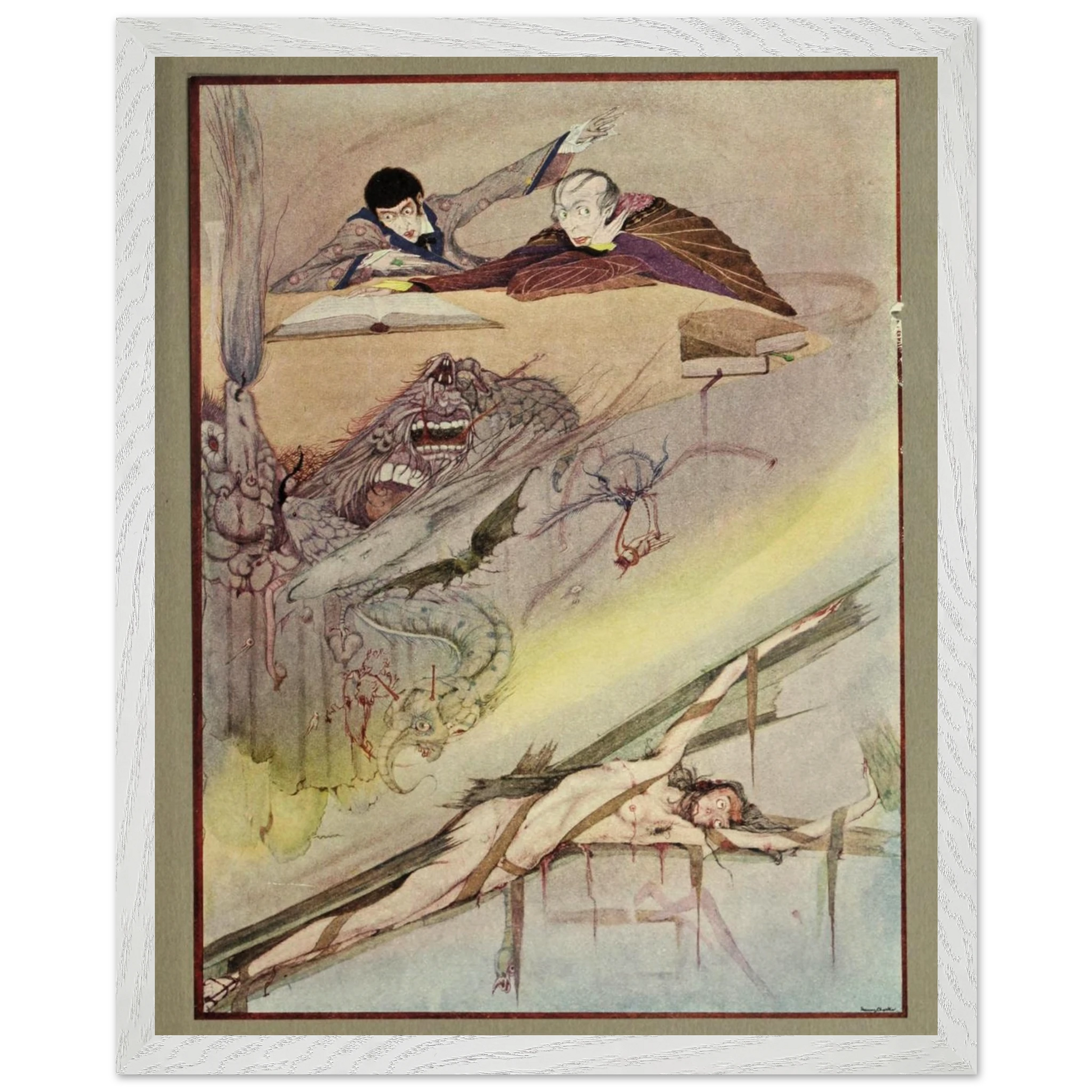 Harry Clarke Art Print – Poe’s Tales of Mystery (1923) – “Rending of Coffin” | Museum-Quality Framed Reproduction – framed print close-up | Buy Irish Art