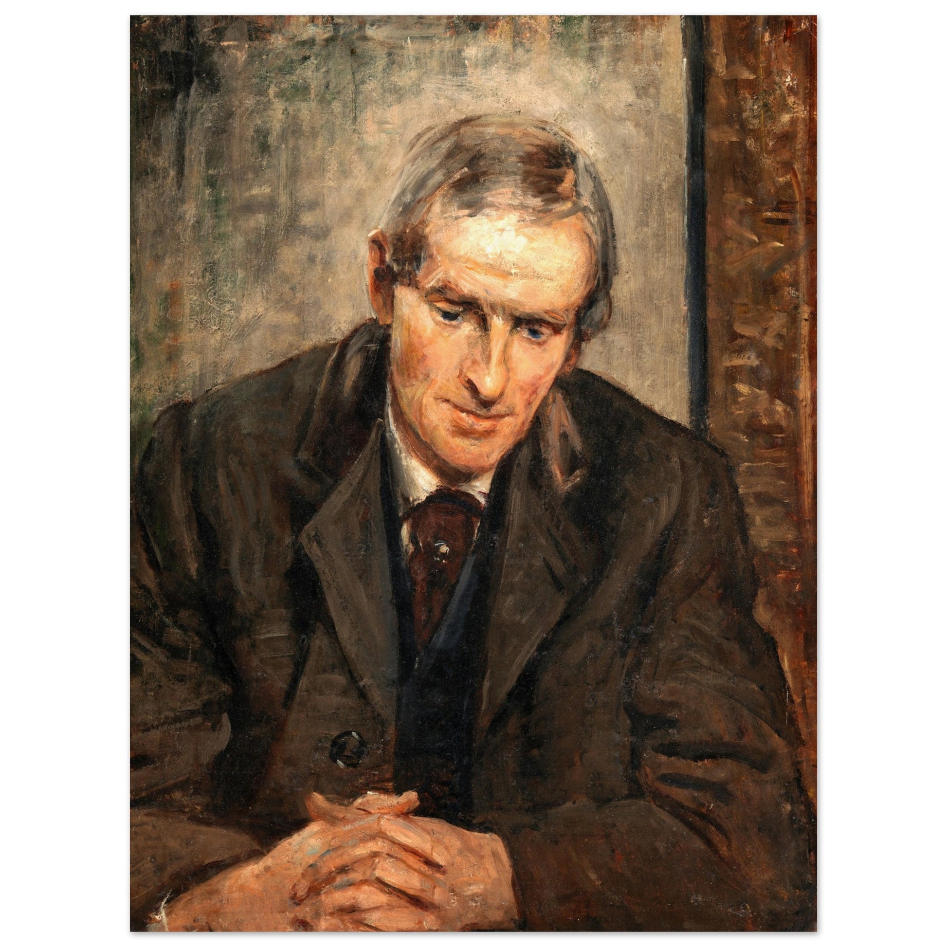 Portrait of Jack B. Yeats by Irish Artist Sarah Henrietta Purser Art Print – size comparison view | Buy Irish Art