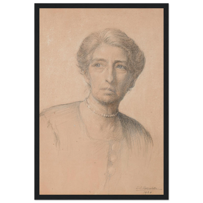 Drawing of the pianist Edith Best, née Oldham, by Sarah Cecilia Harrison, art print in a black frame, 30x45 cm
