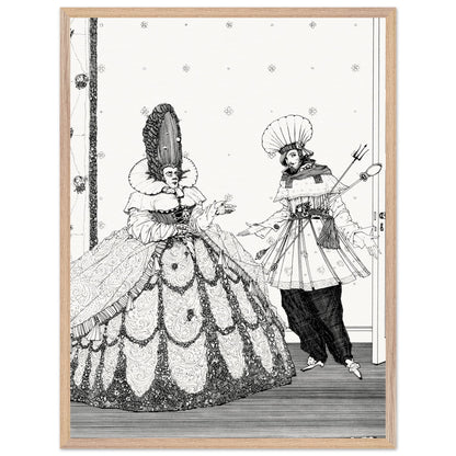 Harry Clarke Sleeping Beauty print in a light oak frame, straight-on