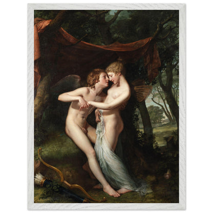 Hugh Douglas Hamilton Cupid and Psyche print in a whitewashed frame, straight-on