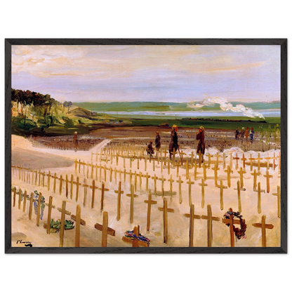 The Cemetery, Étaples (1919) by Sir John Lavery, art print in a black frame, 60x80 cm
