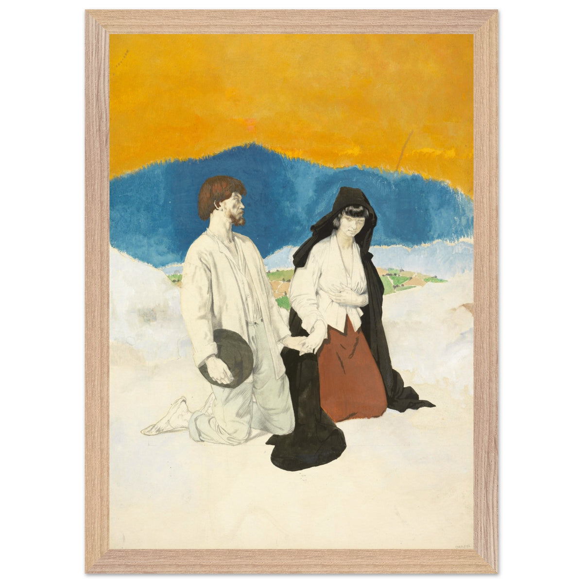 William Orpen Western Wedding print in a natural oak frame with a thin white edge