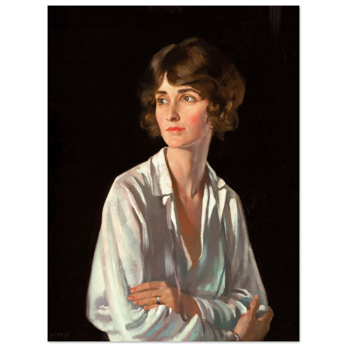 Lady Marriott by William Orpen print, flat artwork view with dark background
