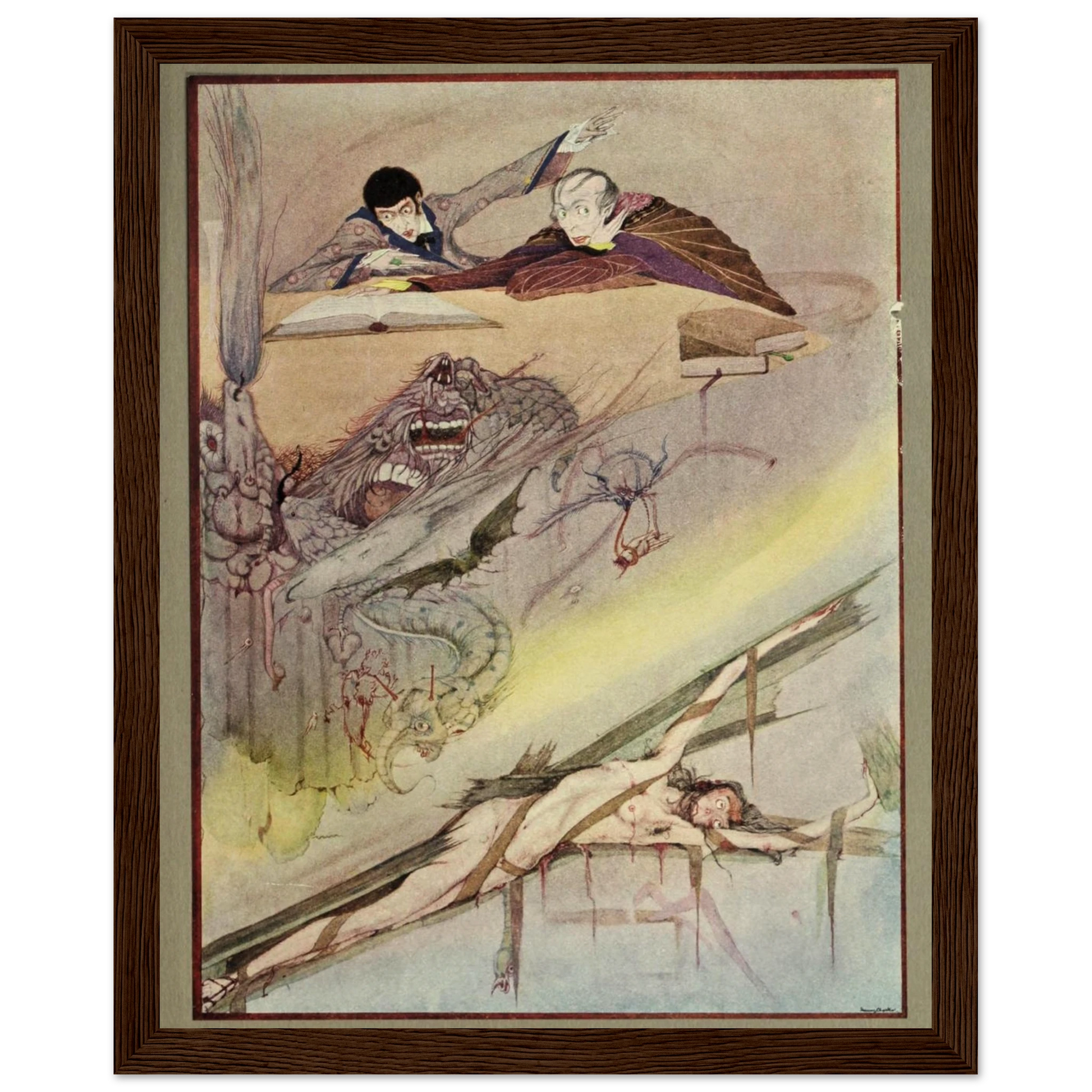 Harry Clarke Art Print – Poe’s Tales of Mystery (1923) – “Rending of Coffin” | Museum-Quality Framed Reproduction – room setting display | Buy Irish Art