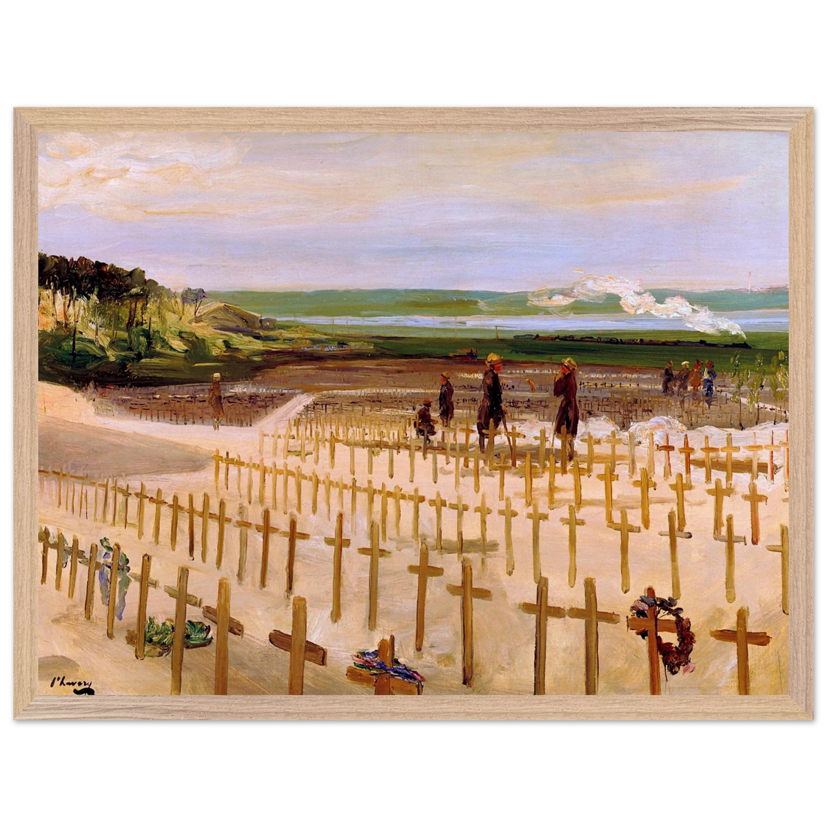 The Cemetery, Étaples (1919) by Sir John Lavery, art print in a wood frame, 45x60 cm