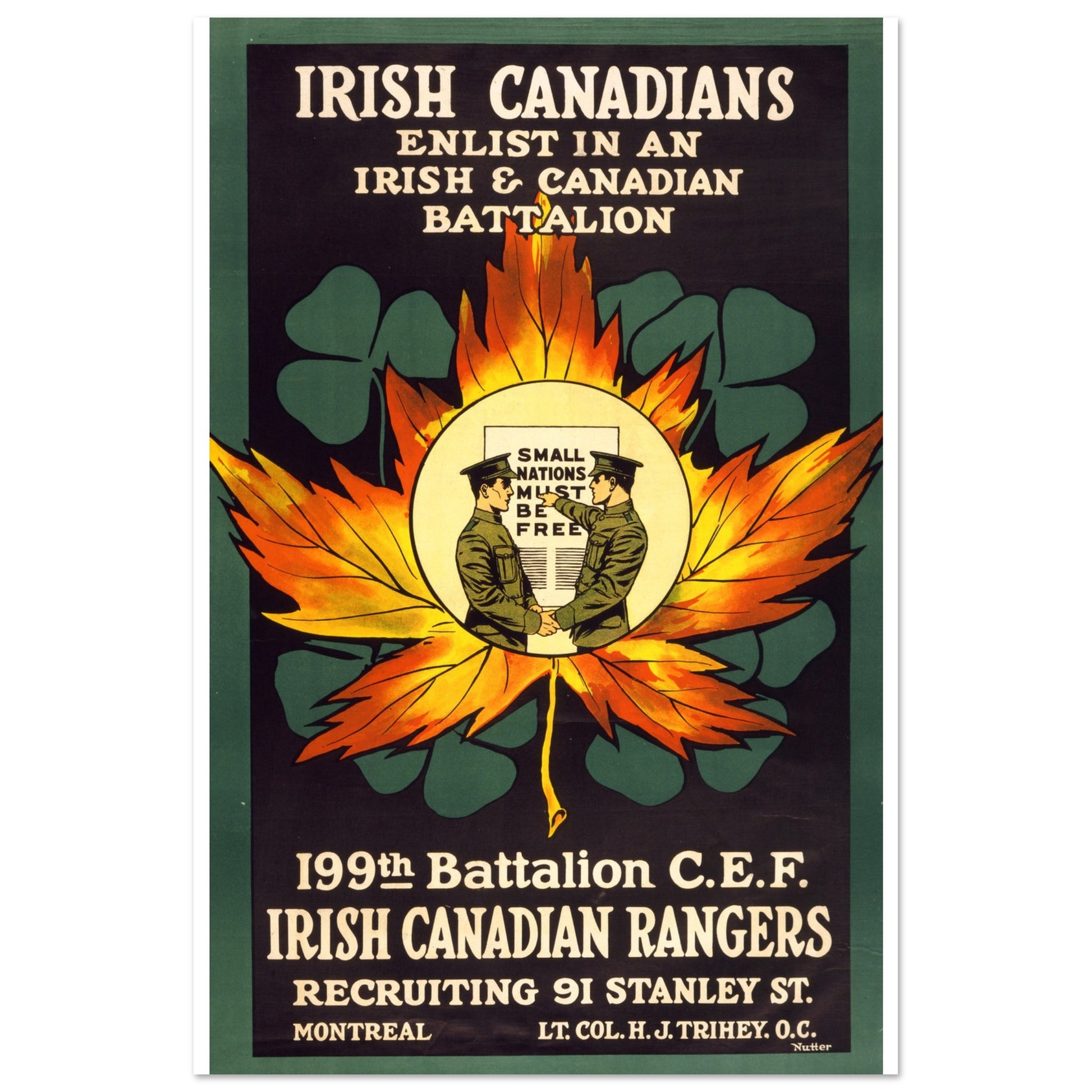 Enlist in an Irish & Canadian Battalion (1915) – Historical Art Print – Irish wall art print | Buy Irish Art
