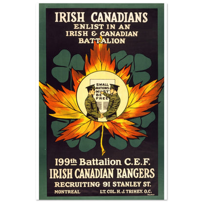 Enlist in an Irish & Canadian Battalion (1915) – Historical Art Print – Irish wall art print | Buy Irish Art