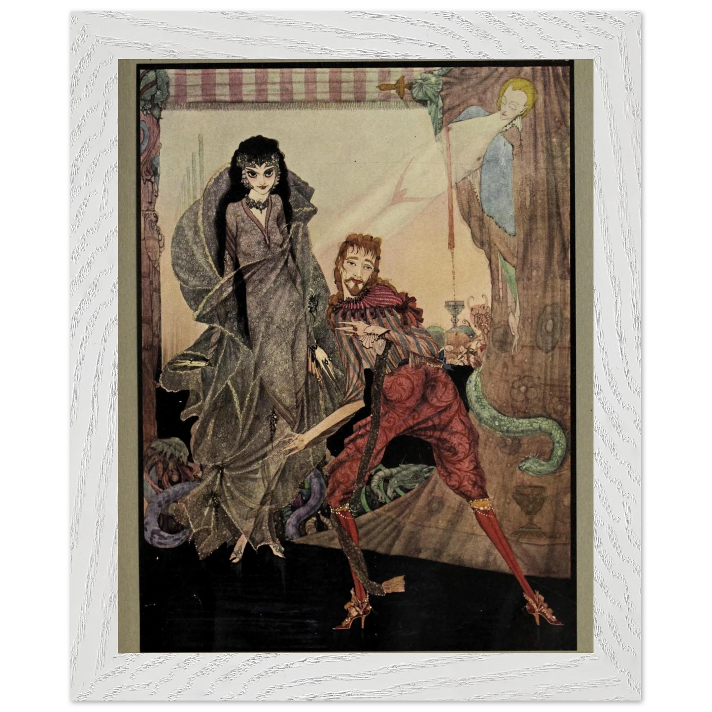 Harry Clarke Art Print – Poe’s Tales of Mystery (1923) – “Slowly Opened Eyes” | Museum-Quality Framed Reproduction – framed print close-up | Buy Irish Art