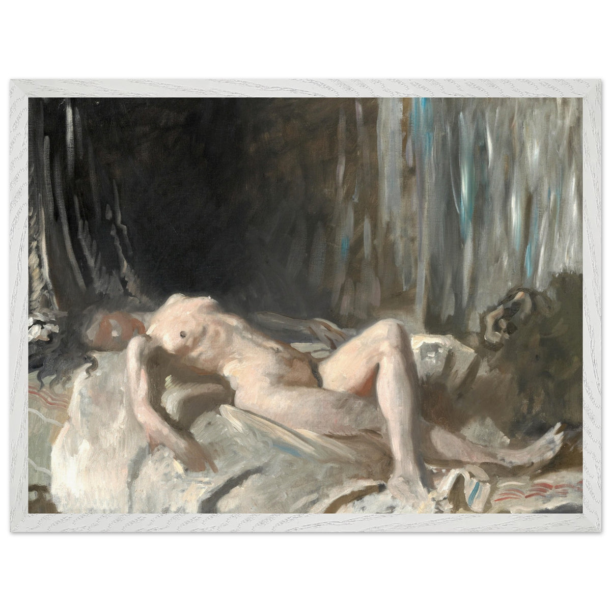 Reclining Female Figure by William Orpen in a white frame on a plain white background