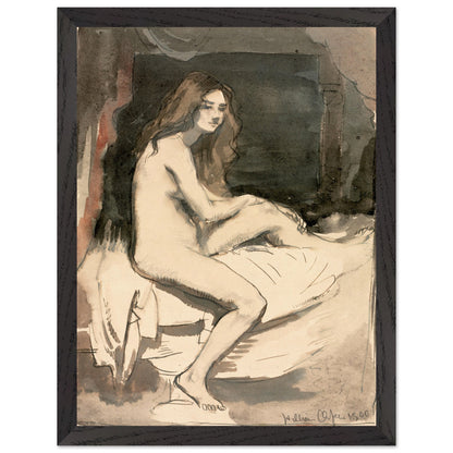 Seated female nude study by William Orpen, in a black frame