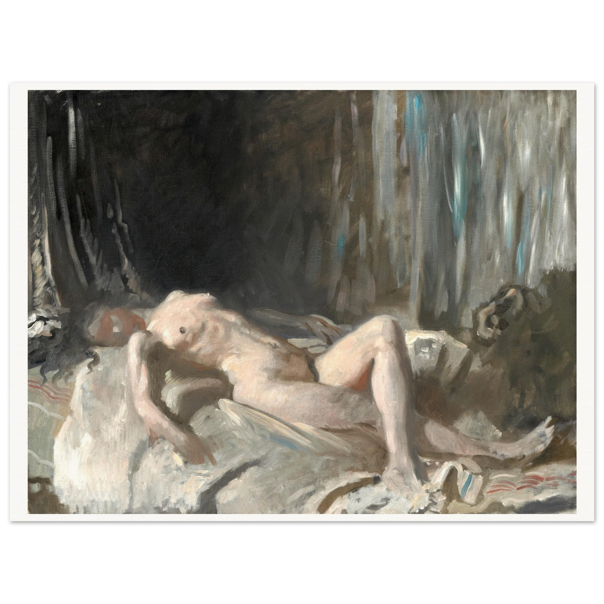 William Orpen nude painting Reclining Female Figure, unframed print with white border
