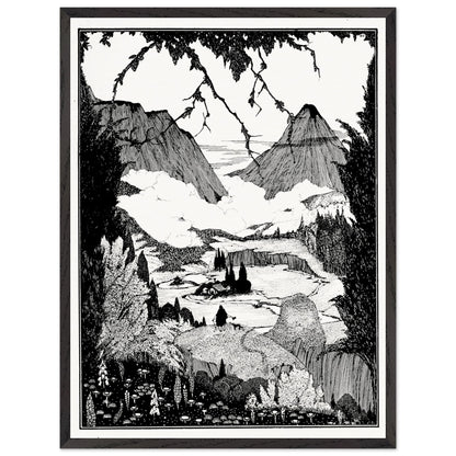 60×80 cm – Harry Clarke “Landor’s Cottage” framed art print in black frame, 60×80 cm