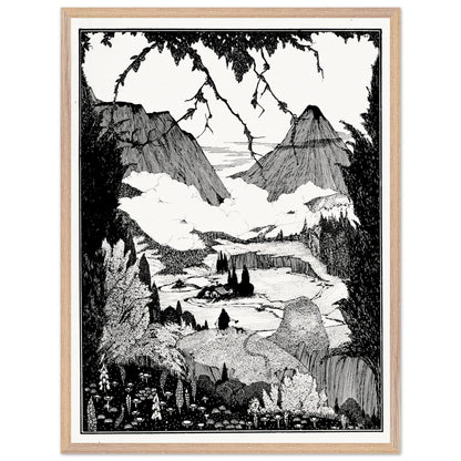 60×80 cm – Harry Clarke “Landor’s Cottage” framed art print in natural wood frame, 60×80 cm
