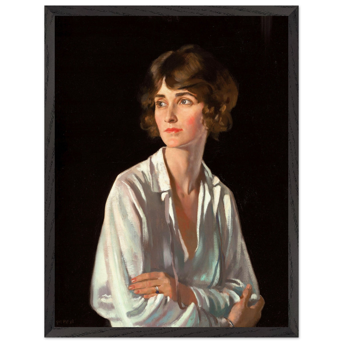 Portrait of Lady Marriott by William Orpen print in a thick black frame