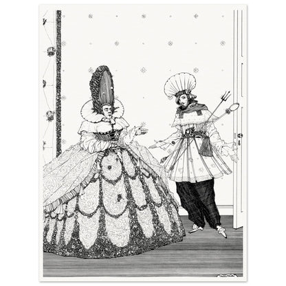 Sleeping Beauty by Harry Clarke, lady in towering headdress and patterned gown, unframed print