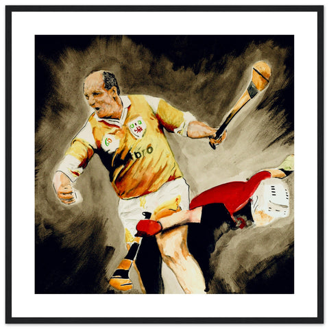 Terence "Sambo" McNaughton framed art print, a captivating tribute to the spirit of GAA sportsmanship and passion for Antrim hurling.