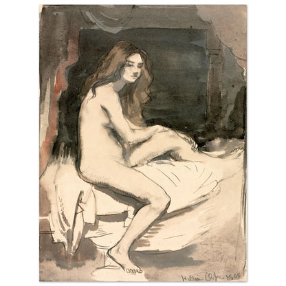 Seated female nude study by William Orpen, in a white frame, larger size option
