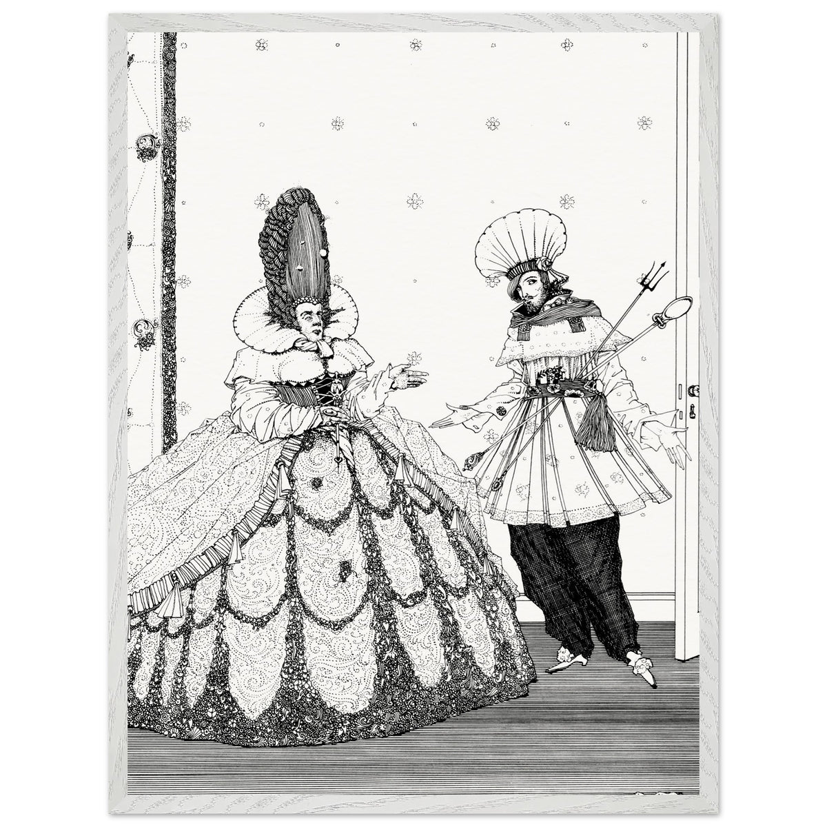 Sleeping Beauty illustration by Harry Clarke framed in white wood