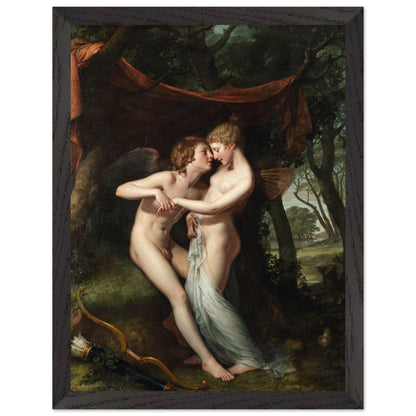 Hugh Douglas Hamilton Cupid and Psyche print in a dark wood frame, straight-on