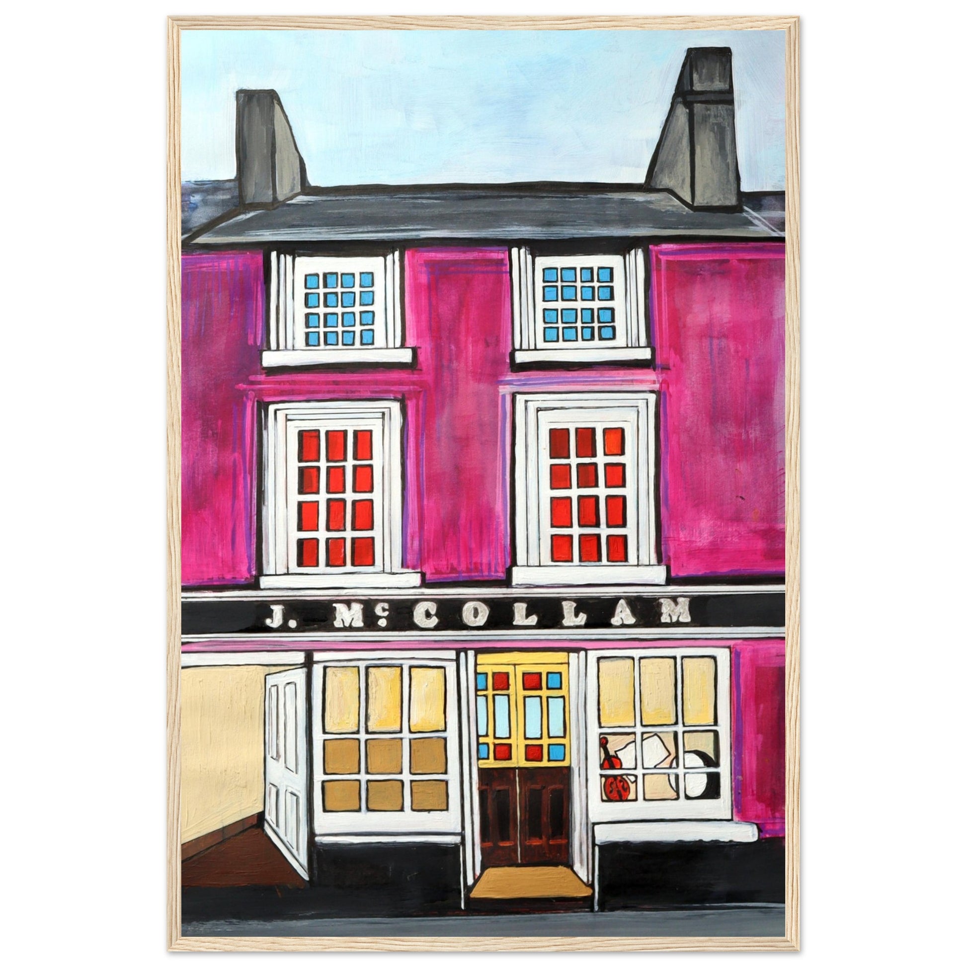 Johnny Joe's Pub, Cushendall Framed Art Print – size comparison view | Buy Irish Art
